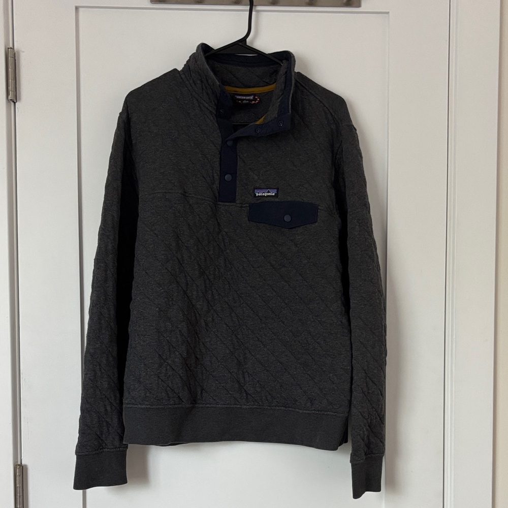 Patagonia Charcoal Quilted Snap Pullover